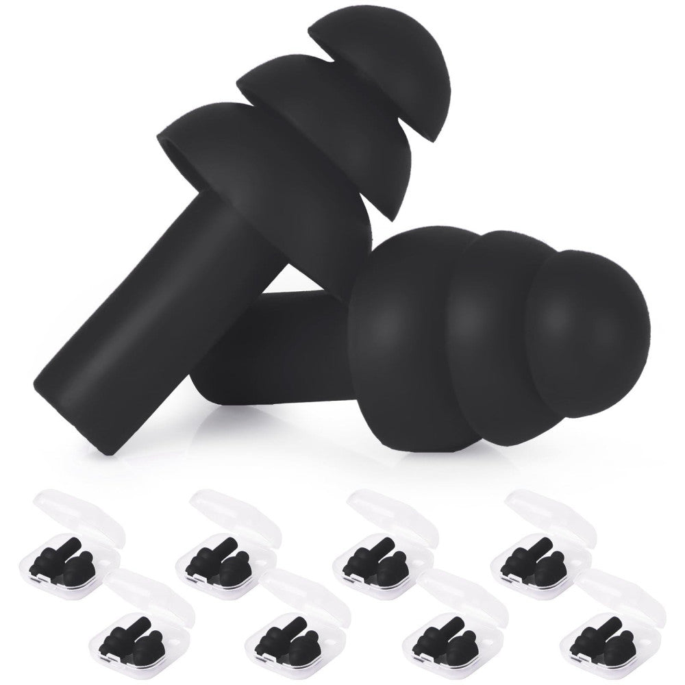 24 Pairs Black Ear Plugs Bulk NRR 29dB Reusable Silicone Ear Plugs with Plast...