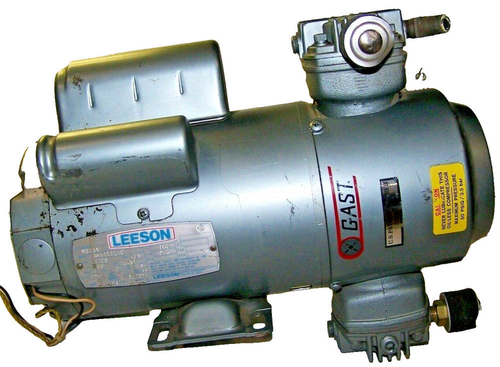 Gast 1/3 HP Compressor Piston Pump 120 VAC 1 PH 1725 RPM U48Y FR 3LBA-28-M325X