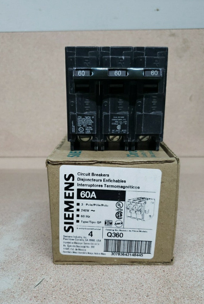 1) New! Siemens Q360 Miniature Circuit Breaker 60A, 3 Pole, 240V