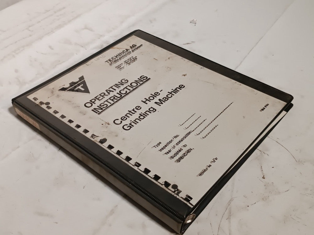 Technica AG Centre Center Hole Grinding Machine Owners Operation Manual as shown