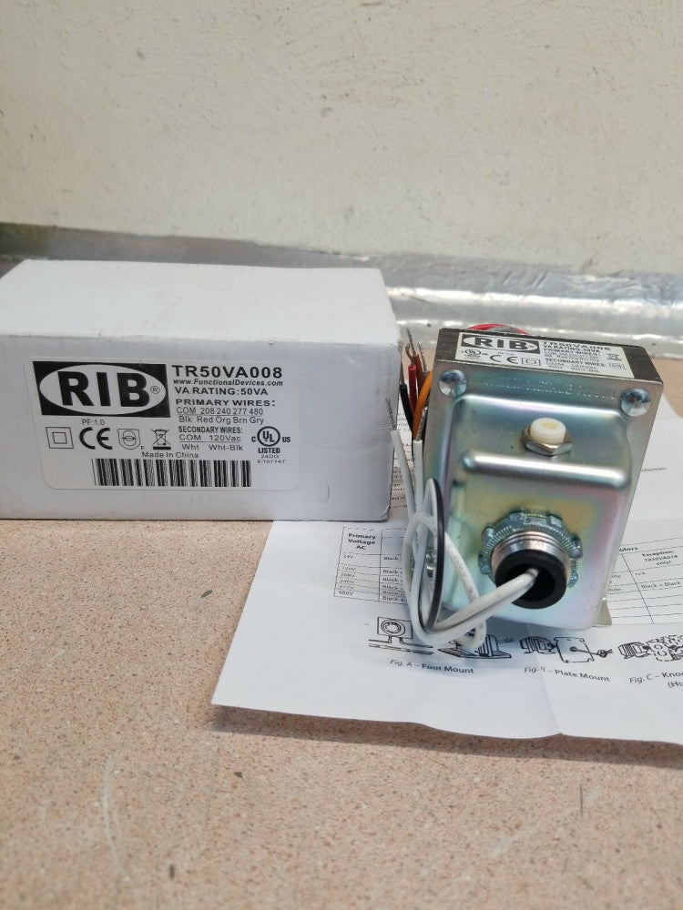 NEW RIB TR50VA008 Transformer 50VA COM 208 240 277 480 COM 120VAC