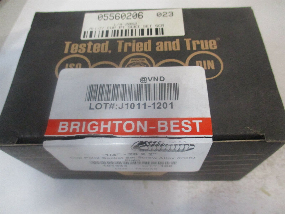 (101333P) 1/4-20 UNC 2 OAL Alloy Steel Grade 8 Cup Point Set Screw - Pack of 100