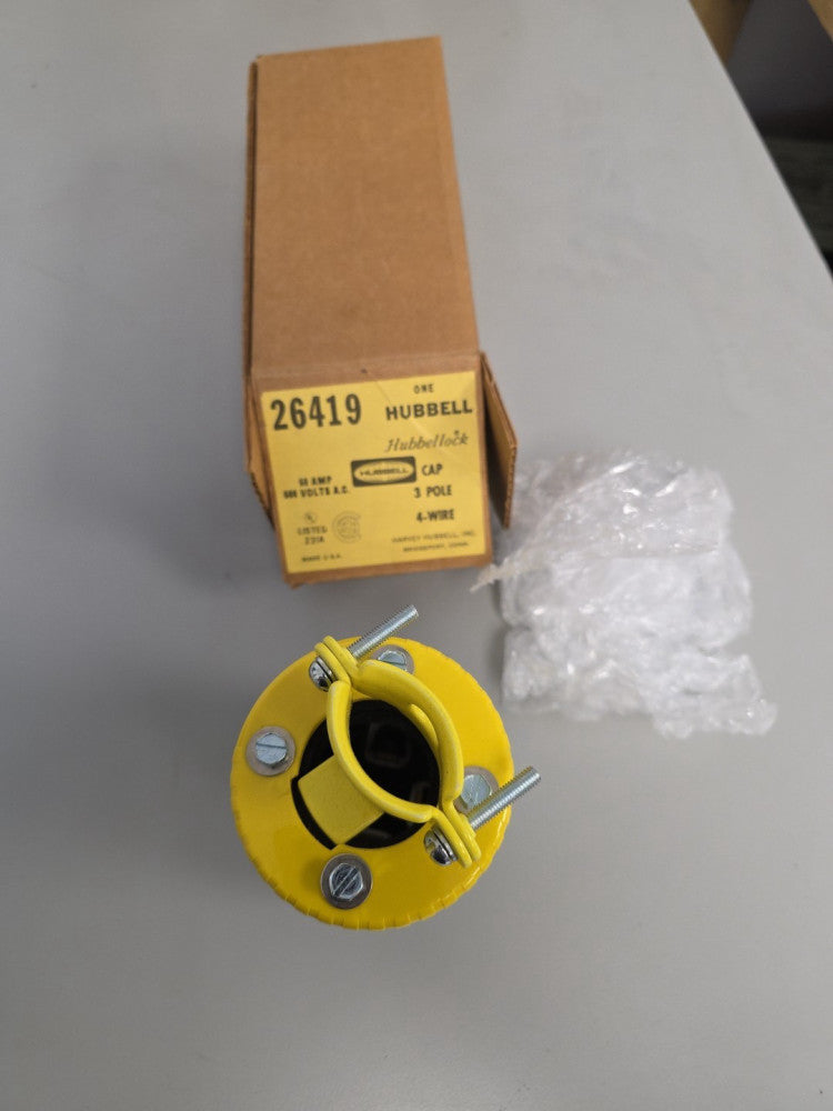 NEW IN BOX HUBBELL HBL26419 "Hubbellock" Plug 60-Amp 60A 600V 3P4W 26419