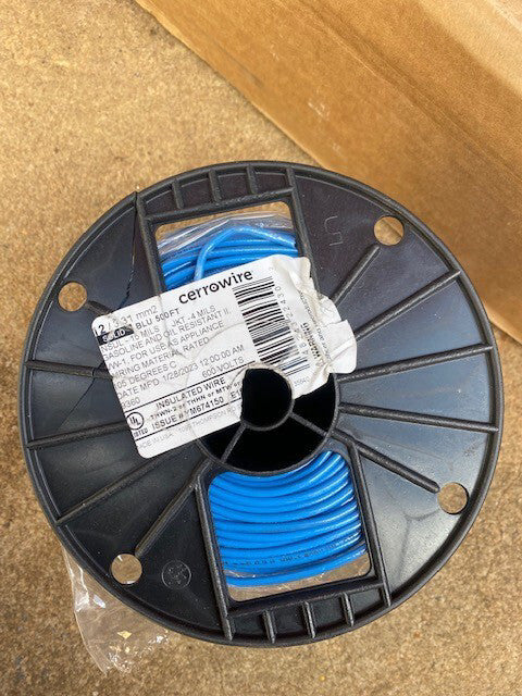 12 AWG THHN/THWN-2 Solid Copper, Blue, 500 Feet (NEW)