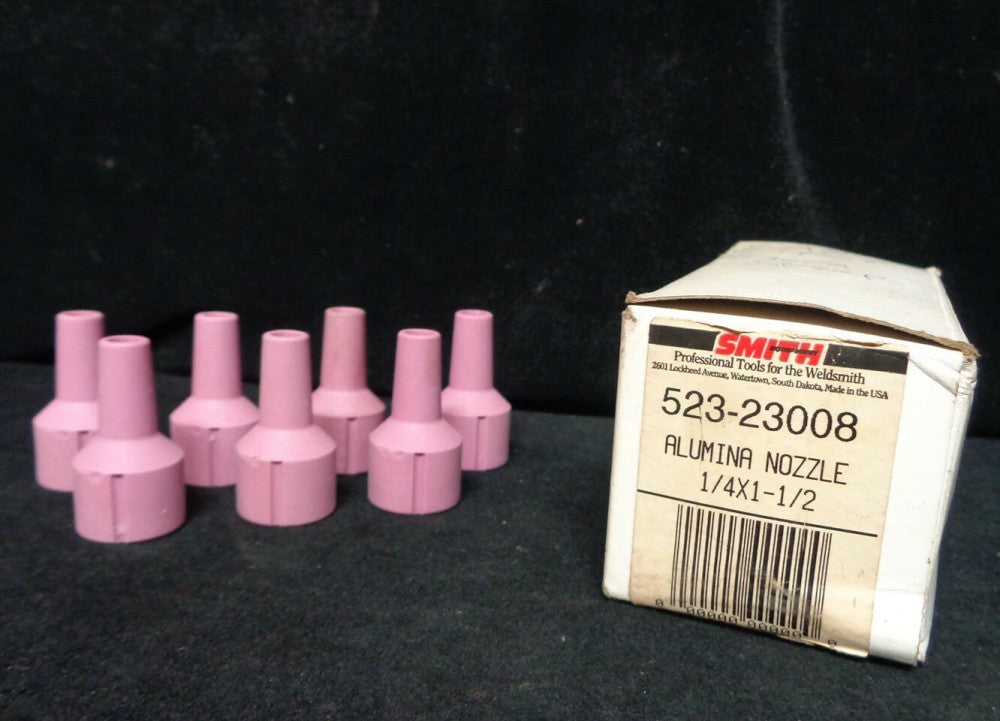 SMITH ~ ALUMINA NOZZLE'S ~ WELDING 1/4 x 1- 1/2 ~ 523-23008 (LOT OF 7) NEW