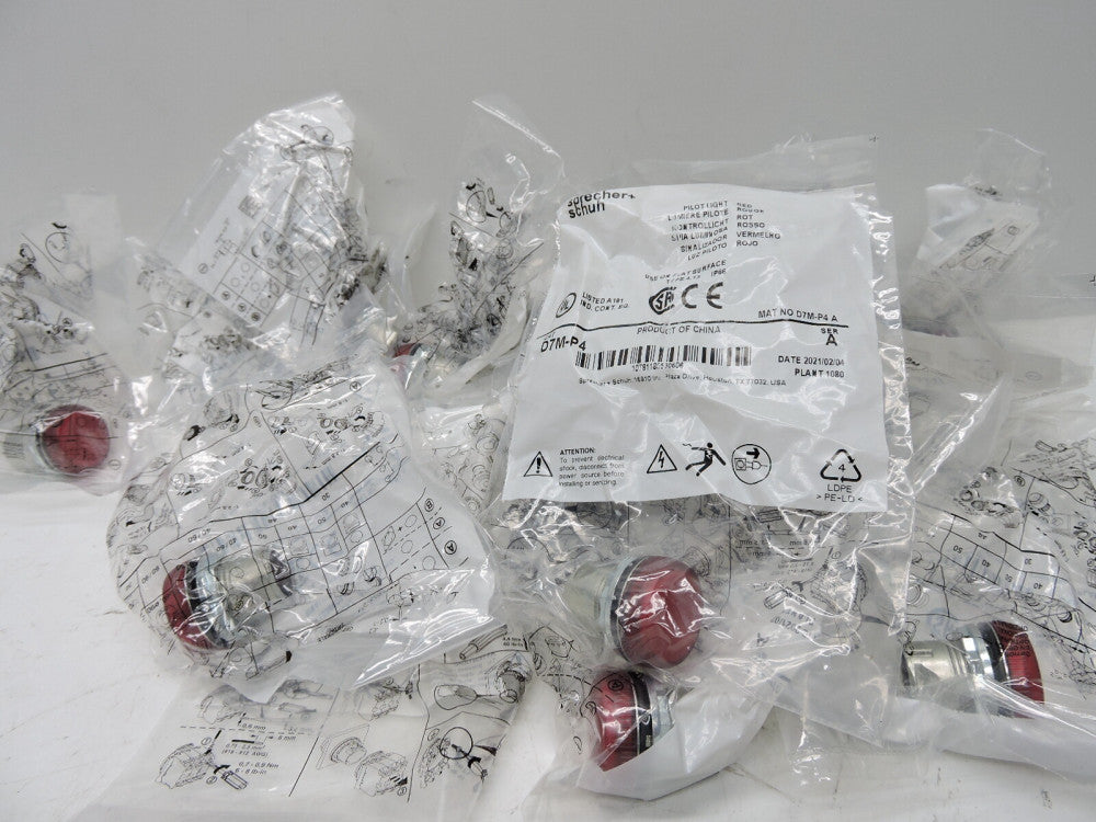 LOT OF 20 - Sprecher Schuh D7M-P4 Red Pilot Light - NEW