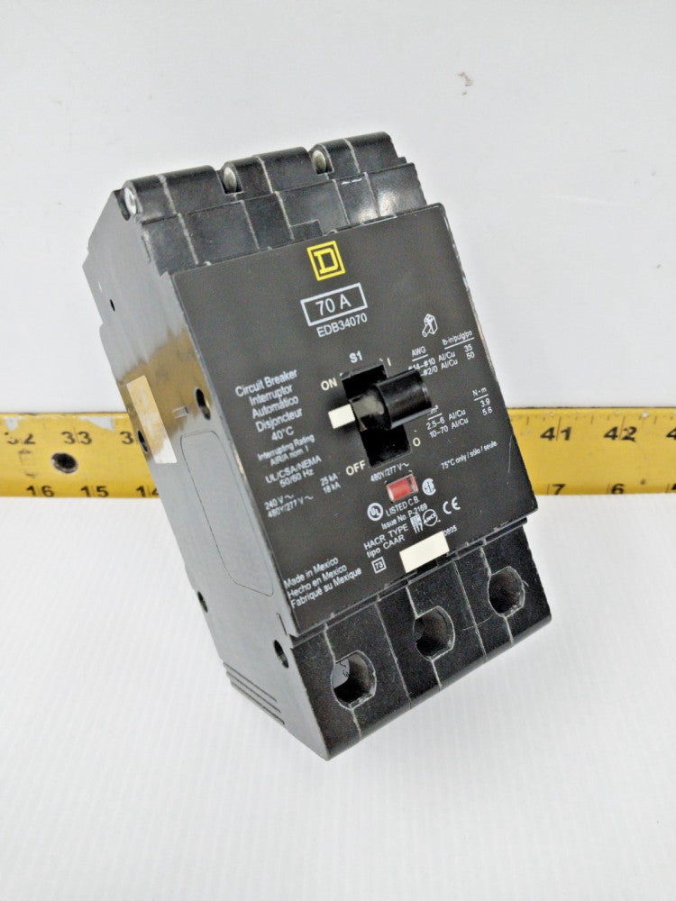 Square D 70 Amp Bolt-On Circuit Breaker 240 / 480Y/277 VAC 3 Pole EDB34070