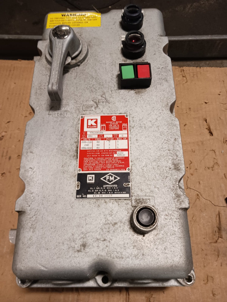 NEW KILLARK Y7020KWHA SIZE 0 COMBO MOTOR STARTER HAZARDOUS LOC 15 AMP BREAKER
