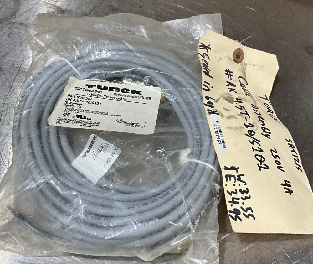 NEW TURCK RK 4.5T-10/S101 TURCK M12 FlexLife STRAIGHT FEMALE CONNECTOR U0895-75