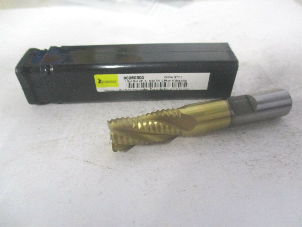 (723-6732) 1/2" x 1" x 1/2" x 3" OAL 4 Flute Cobalt Roughing Square End Mill