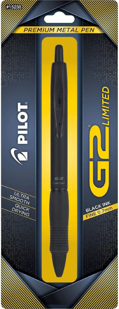 Pilot, G2 Limited Premium Gel Roller Pen, Fine Point 0.7 mm, Matte Black Barrel,