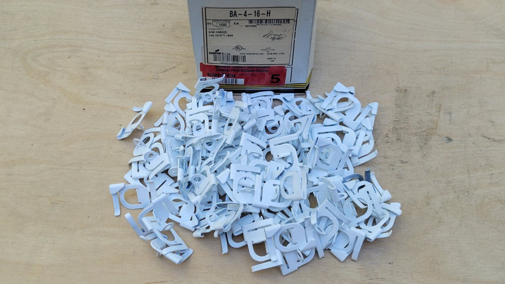 Partial Box of 98 Cooper B-Line BA-4-16-H White Sign Hangers