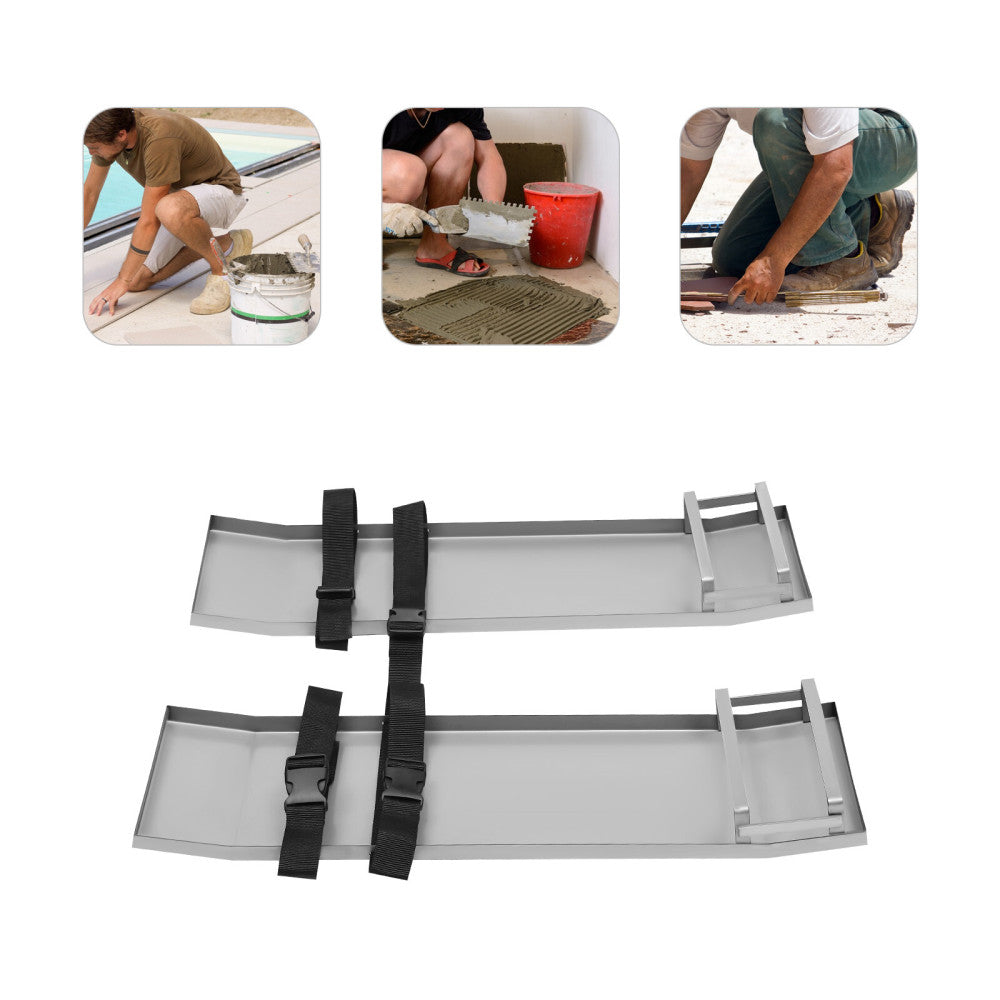 1 Pair Concrete Knee Boards Stainless Knee Sliders 30"x 8" Finishing Tools+Strap