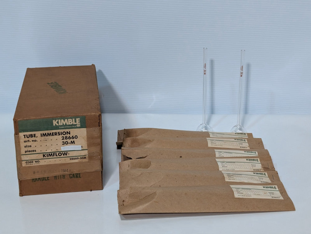 Lot of 6: Kimble 28660 KIMAX Kimflow Immersion Tubes, 30M Lab Glass, Made in USA