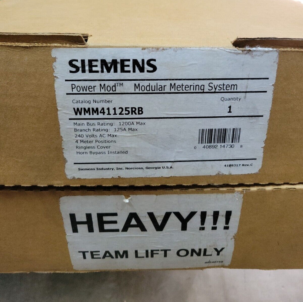 SIEMENS WMM41125RB Power Mod 4 Gang 125amp Metering System - NEW 1PH In 1PH Out