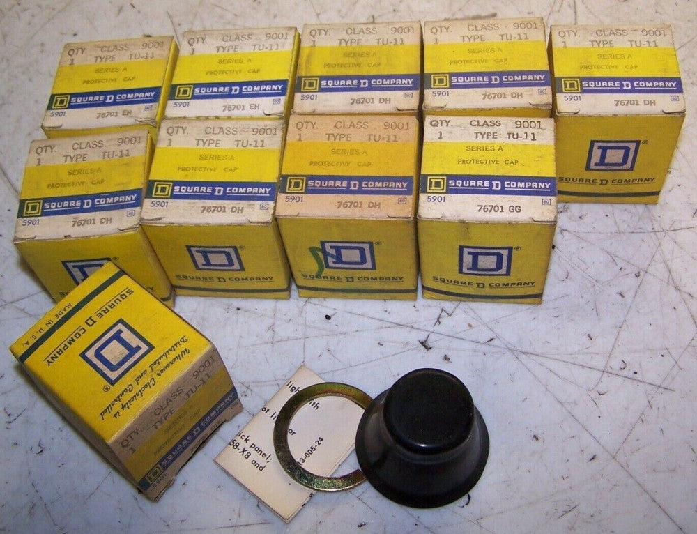 10) NEW SQUARE D 9001 TU-11 PROTECTIVE CAP WATERTIGHT BLACK CAP LOT OF 10