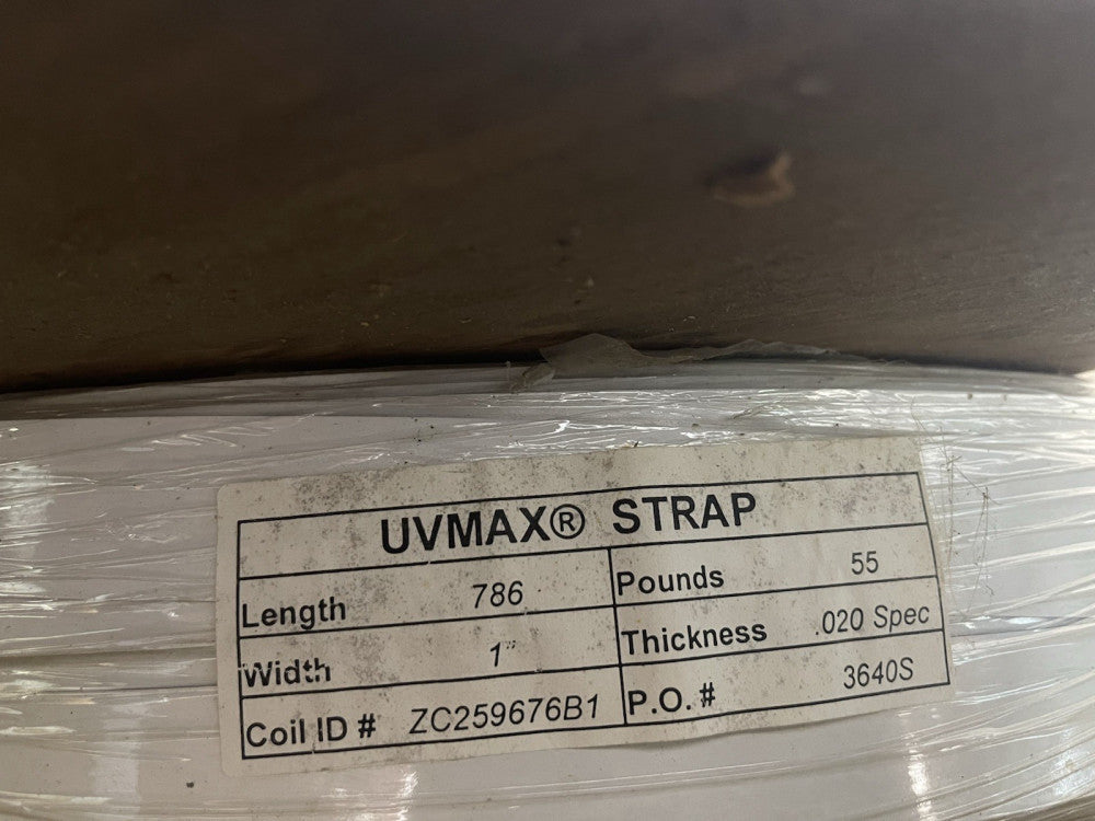 UVMAX STRAP ZC259676B1, 786' L, 55 LBS, 1" WIDTH, .020 SPEC THICKNESS *SHIP FREE