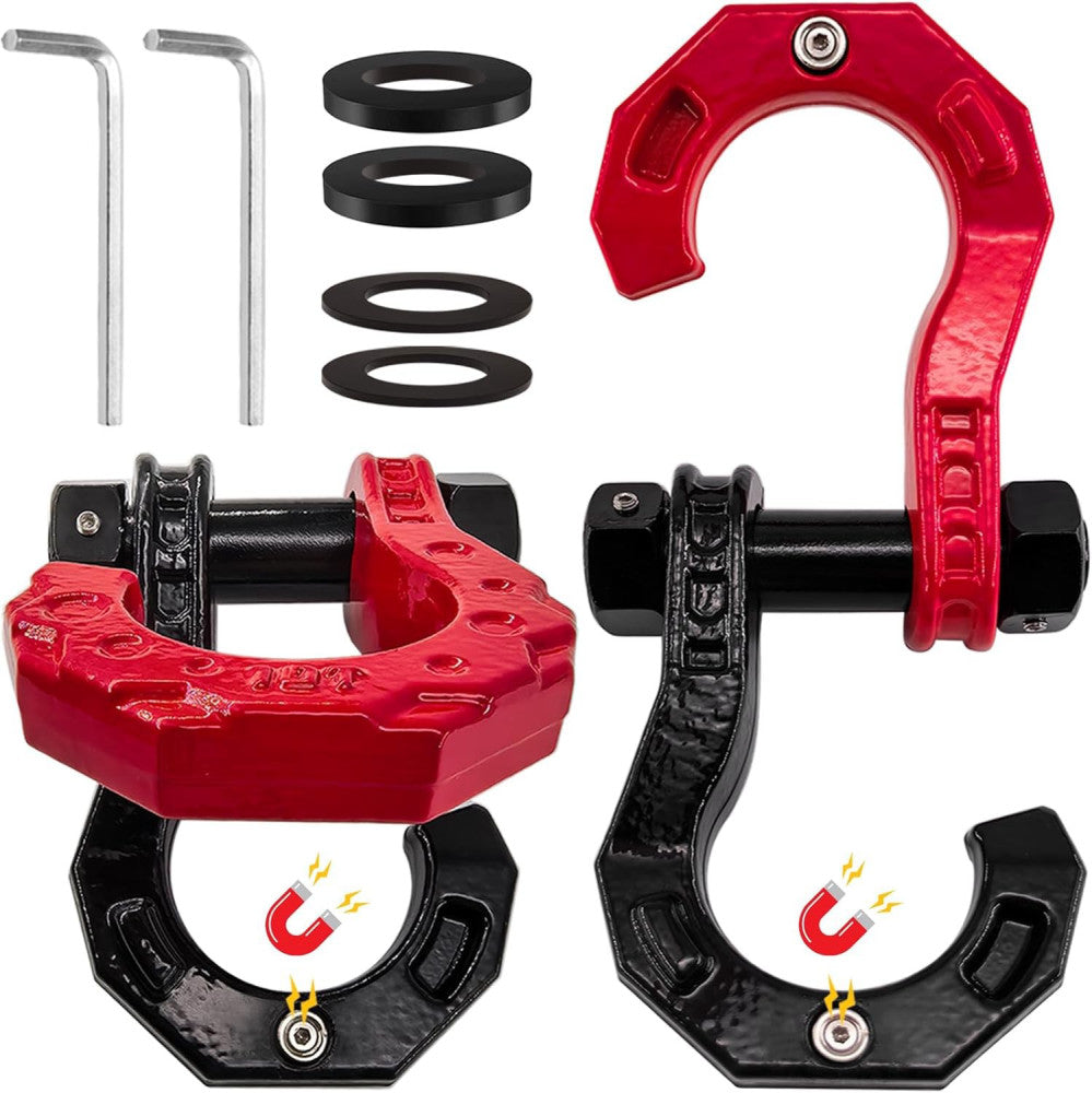 D Ring Shackles 2 Pack, 3/4" Heavy Duty Forged Winch Shackles with 7/8" Safety P