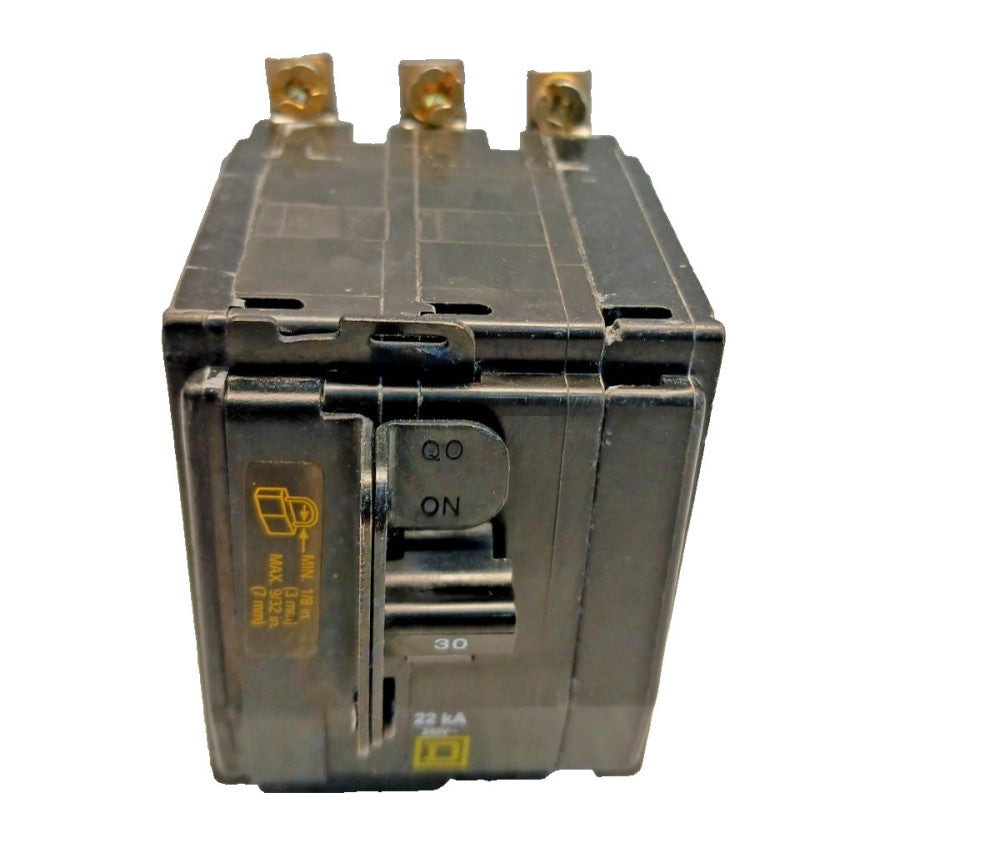 New Square D 30 Amp Circuit Breaker 3 Pole 240 Vac QOB330VH With Locking Latch