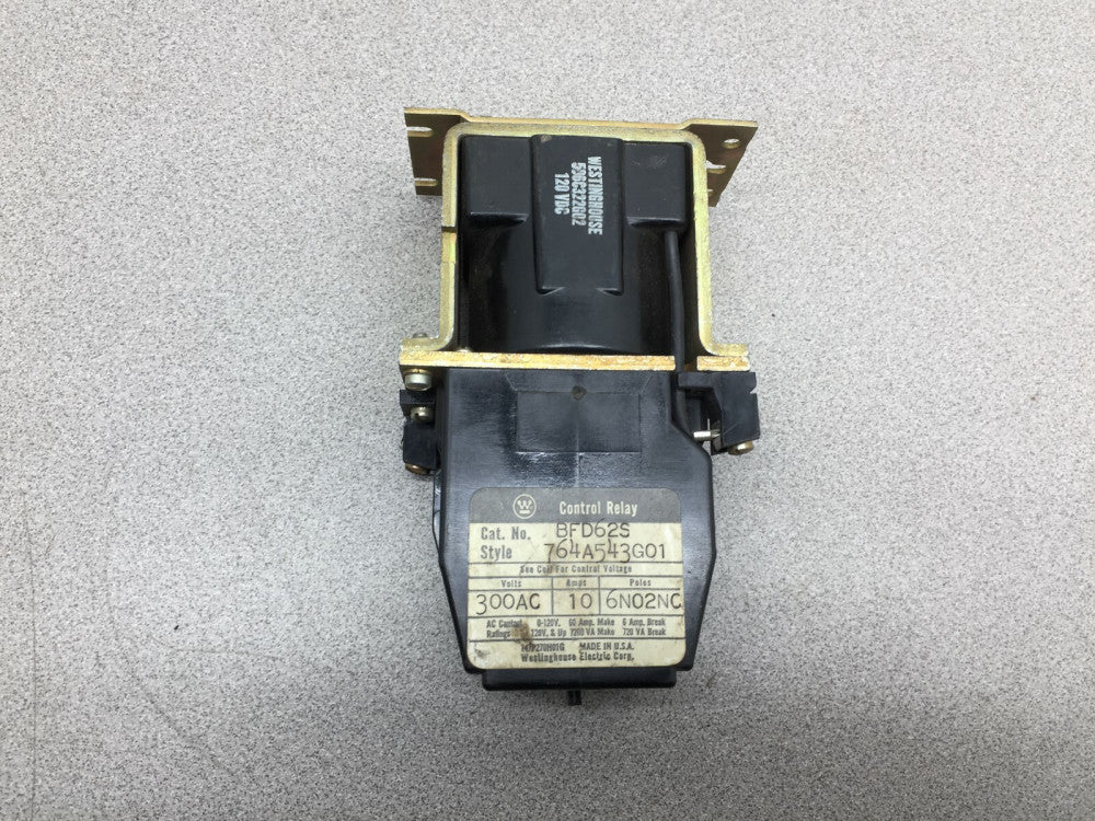 NEW NO BOX WESTINGHOUSE 120VAC COIL 300VAC 10AMP CONTROL RELAY BFD62S