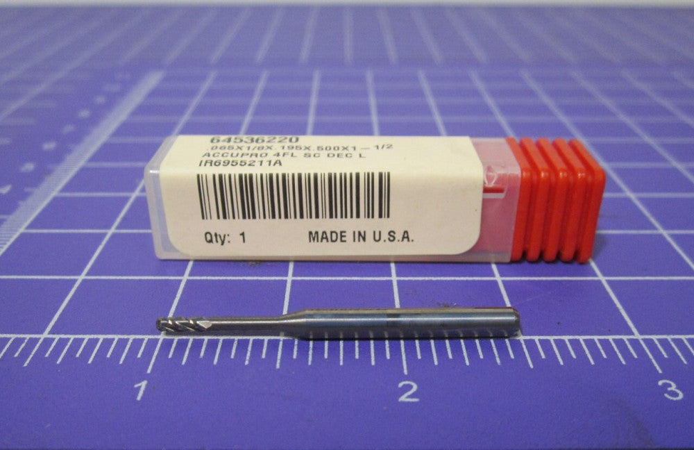 (15024094) 0.0650" Ball End Mill 4F Solid Carbide 0.1950" LOC