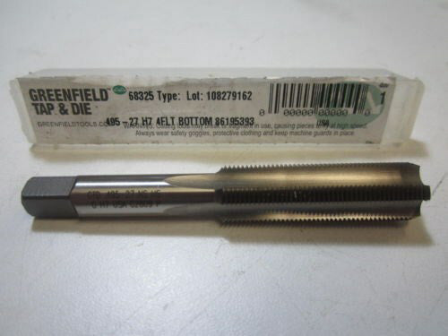 Greenfield Tap & Die .495 - 27 HSS H7 4 Flute Bottoming Chamfer Tap