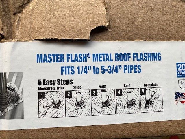 (BOX OF 6) AZTEC WASHER CO. 81845 NO. 3 EPDM MASTER FLASHING (NEW)