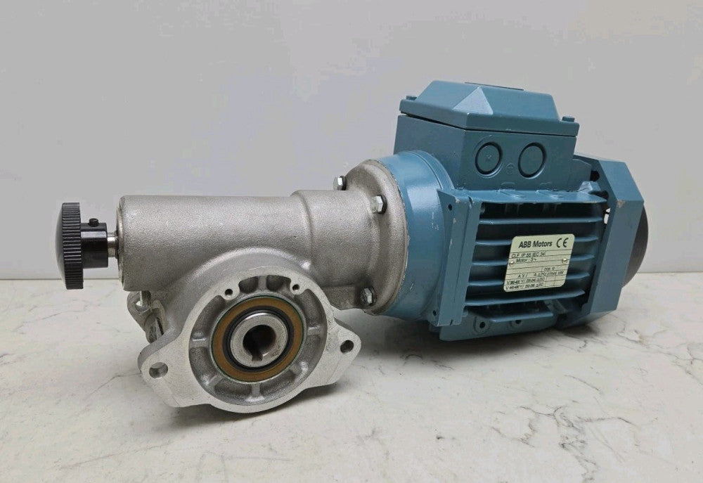 ABB 3~M2VA71B-4 Motor 3GVA072002-CSD w/ Industrial Motion R180 Gear Reducer 60:1