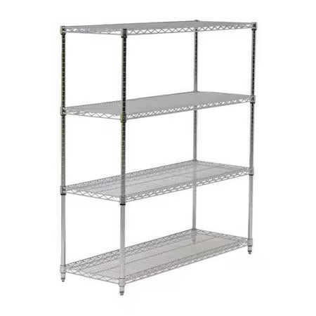 Zoro Select 45Vy45 Wire Shelving Unit, 18"D X 36"W X 86"H, 4 Shelves, Chrome