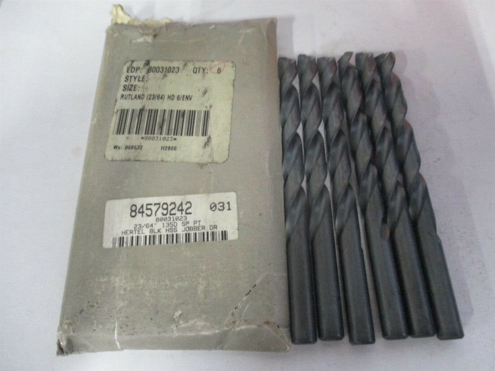 (84579242) 23/64" x 4-7/8" OAL 135° High Speed Steel Jobber Drill - Pack of 6