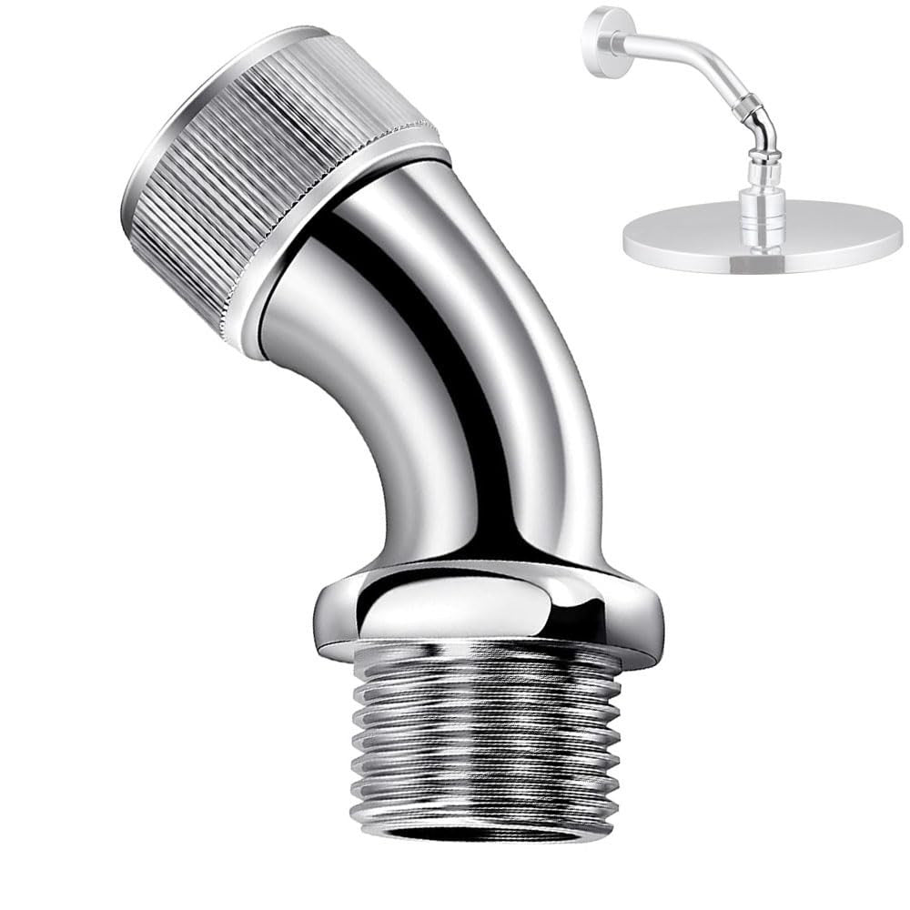 Shower Head Chrome Extension Arm Elbow Adapter 45°G1/2 Male to Female Connector