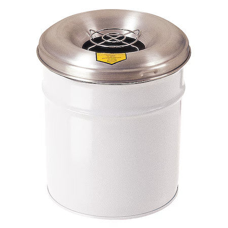 Justrite 26626W Cigarette Receptacle,6 Gal.,White