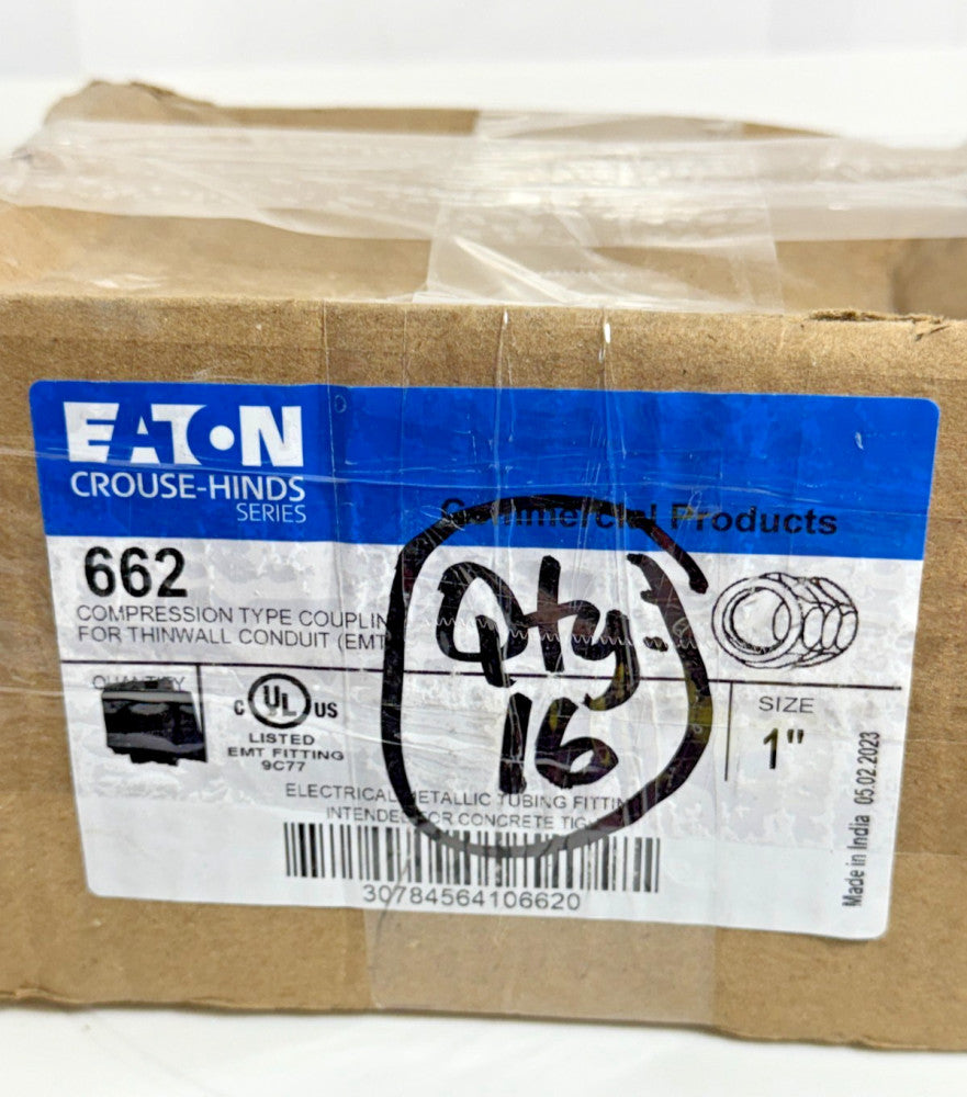 (Box of 16) Eaton 662 1" Compression Type Coupling for Thinwall Conduit EMT