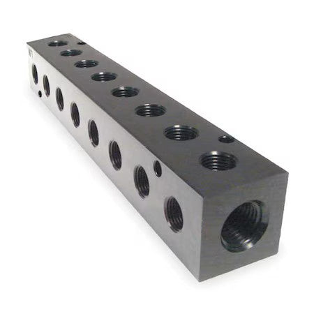 Pneumadyne M10-125-8-90 Manifold, 90,Metal,Npt,1/4 In.,1/8 In.