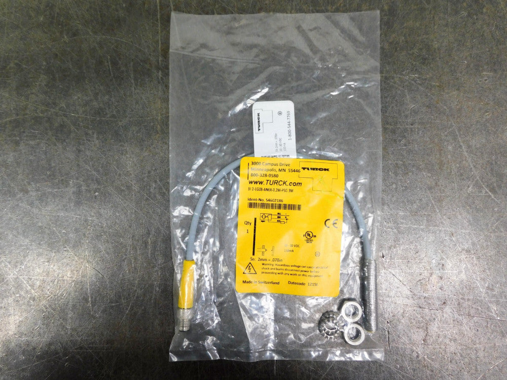 TURCK BI2-EG08-AN6X-0.2M-PSG3M Proximity Sensor, Embeddable, 3-wire