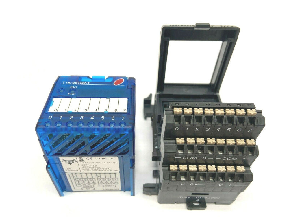 Automation Direct T1K-08TD2-1 Output Module w/ T1K-08B-1 Spring Clamp Base