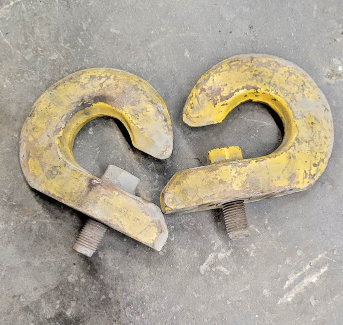 UNBRANDED YELLOW BOLT-ON HOOKS OAD: 10" X 13" X 4-1/2" **LOT OF 2**