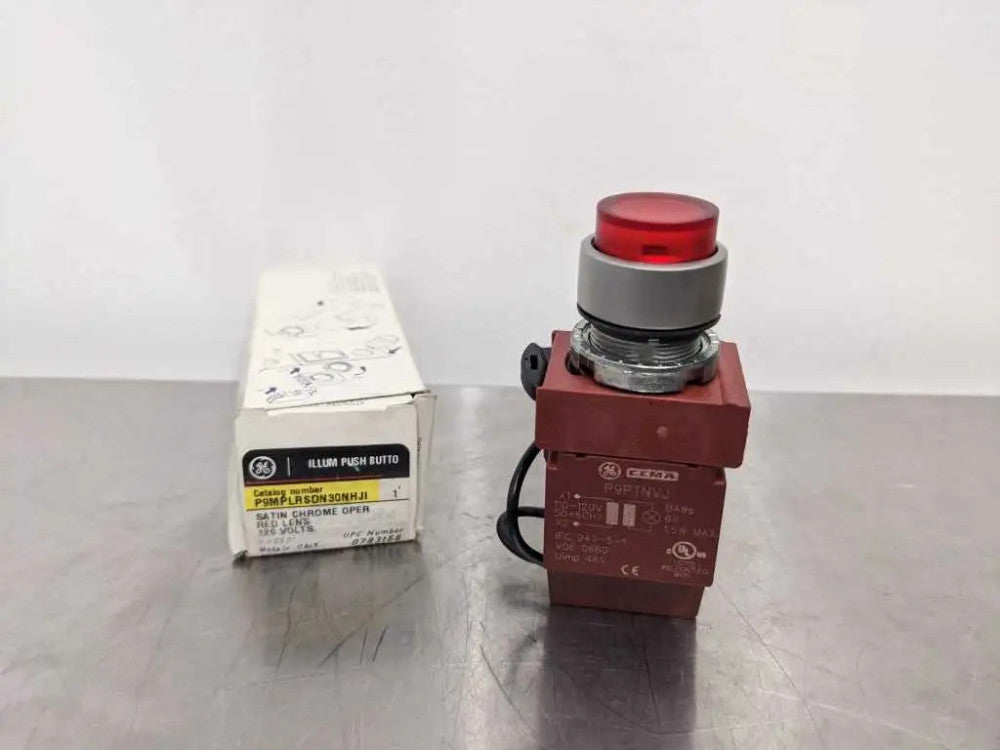 General Electric P9MPLRSDN30NHJI Illuminated Red Push Button Satin Chrome Operat