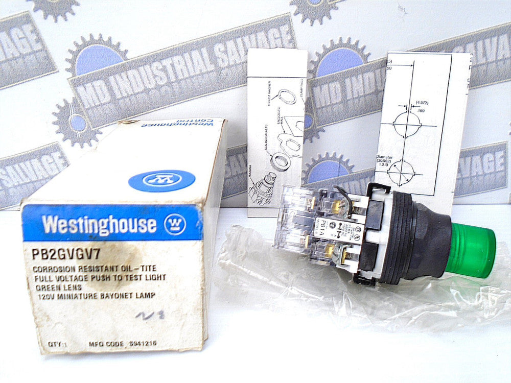 Westinghouse - PB2GVGV7 - PB2GV0V7 Push To Test Indicating Light - OIL TITE