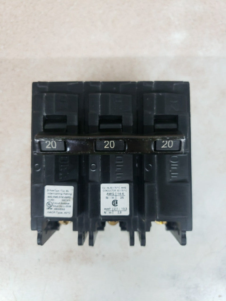 NEW Siemens B320 Circuit Breaker 20A 240V 3P