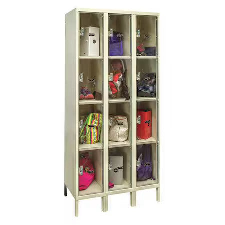 Hallowell Usvp3288-4A-Pt Box Locker, 36 In W, 18 In D, 78 In H, (3) Wide, (4)