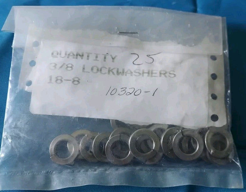 Lot Of 25 - 3/8" 18-8 Stainless Steel Medium Split LOCK WASHER