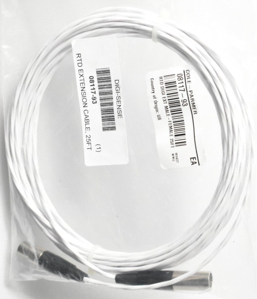 Digi-Sense RTD Extension Cable 3-Pin Connector Male to Female, 25 ft (08117-93)