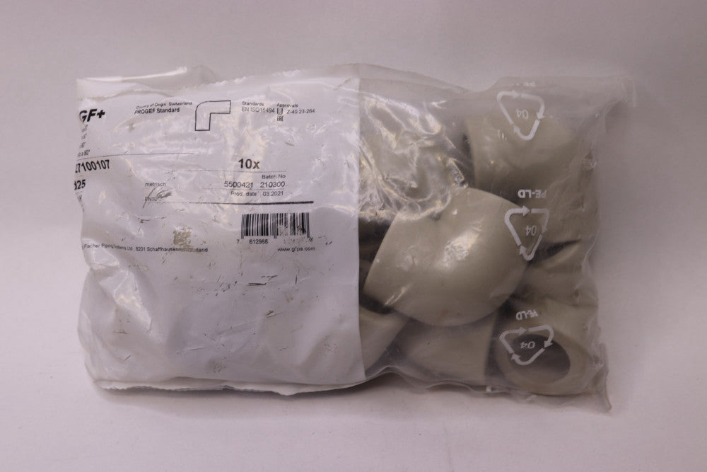 (10-Pk) GF + PP-H Elbow Angle 80 Degree D 25mm PN10 MH 727100107