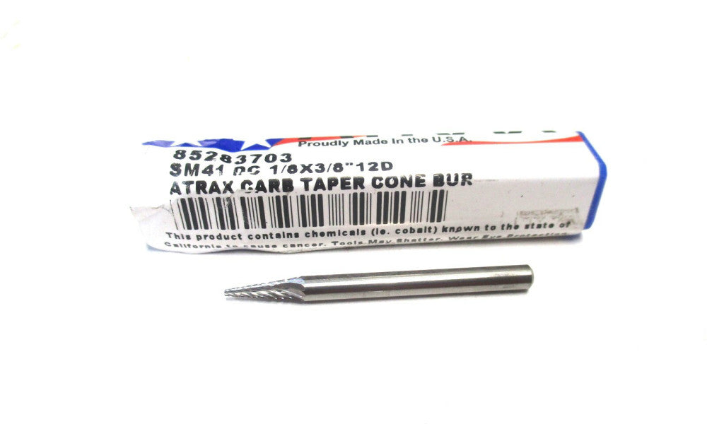 Atrax (85283703) SM-41 1/8 x 1/8 x 3/8 x 1-1/2 DC Carbide Point End Cone Burr