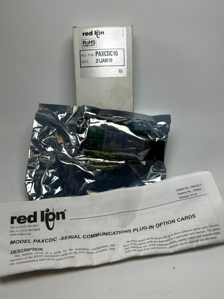 Red Lion PAXCDC10 Serial Communications Plug-In Option Card - New Factory Sealed
