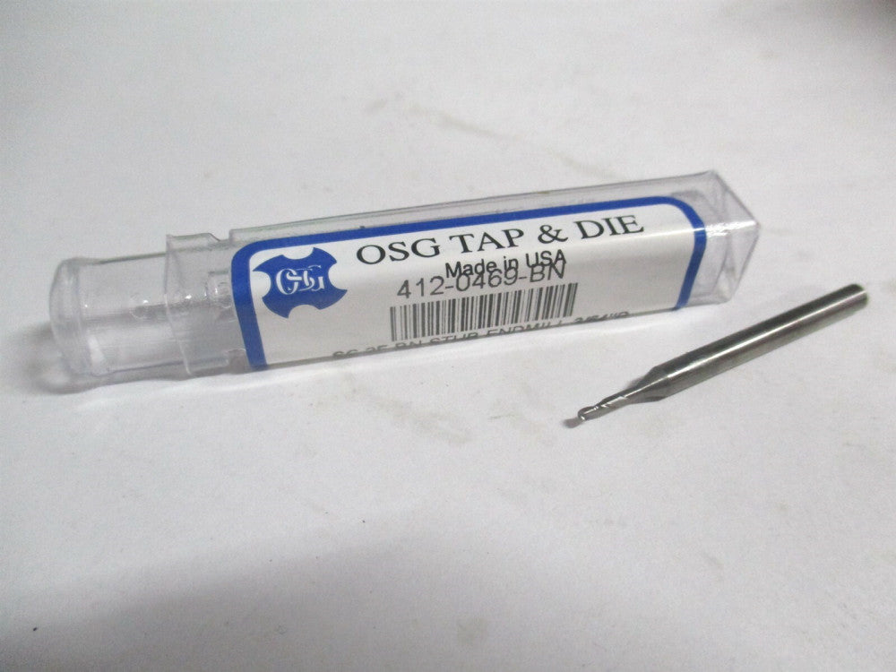 (412-0469-BN) 3/64" x 3/32" x 1/8" x 1-1/2" OAL Solid Carbide 2FL Ball End Mill