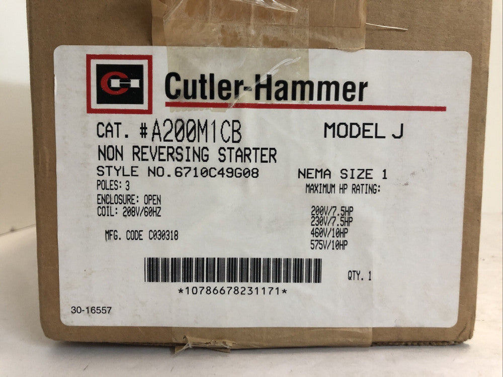 Cutler-Hammer Model J Motor Control 200 230 460/575 7.5hp 7.5-10hp - A200M1CB