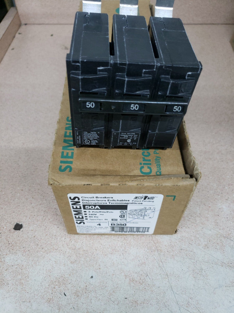 1 NEW B350 SIEMENS CIRCUIT BREAKER 3 POLE 50 AMP 240 VAC BL350