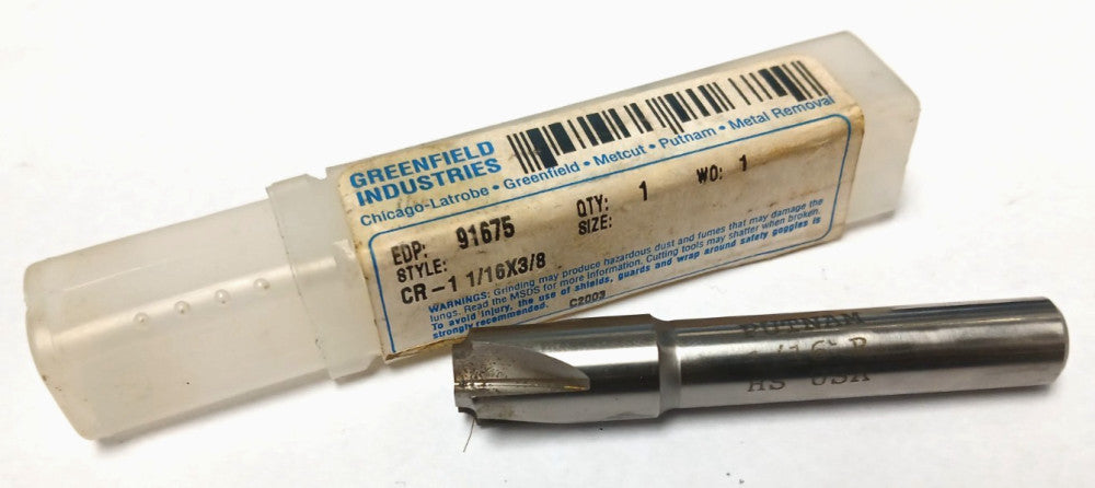 PUTNAM 1/16 CORNER ROUNDING END MILL HS 4 FLUTES 5/16" TIP DIA OAL 2-1/2"